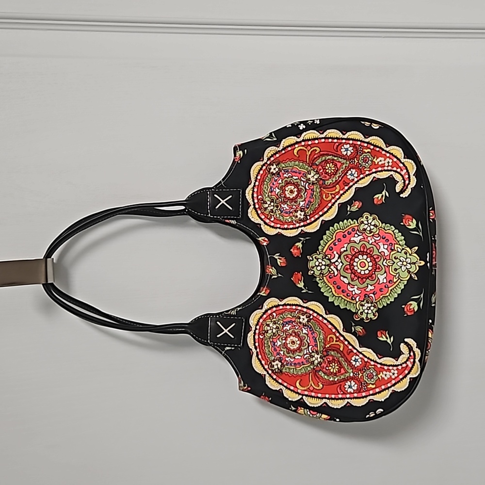 ISABELLA FIORE Vintage Black Floral Paisley Beaded handbag shoulder bag